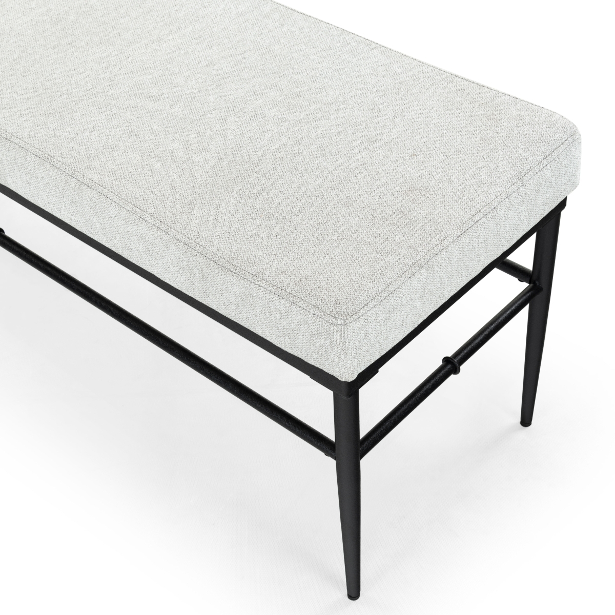 Theabella Linen & Metal Bench - Black/Light Grey - Image 2