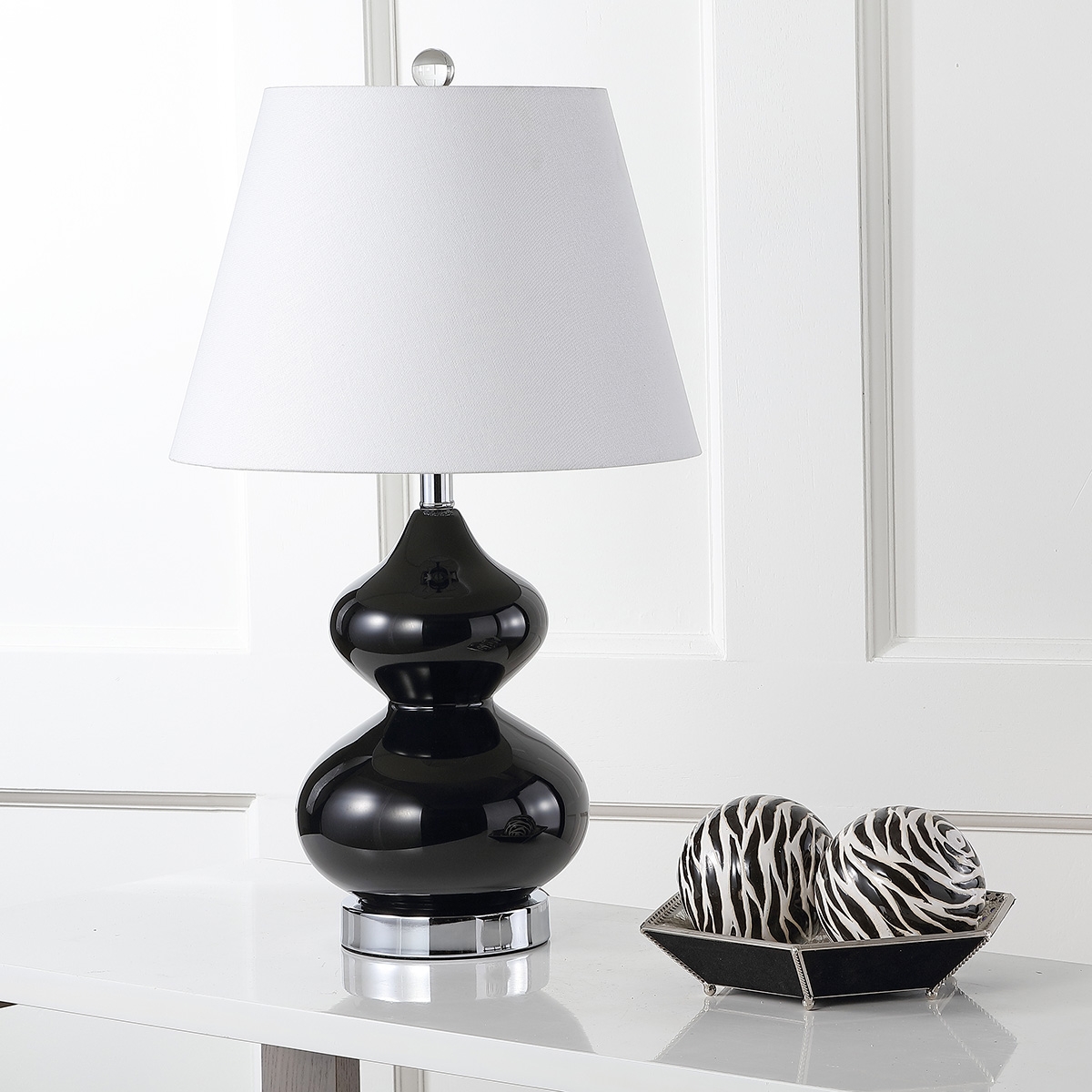Eva 24-Inch H Double Gourd Glass Table Lamp - Black - Safavieh - Image 3