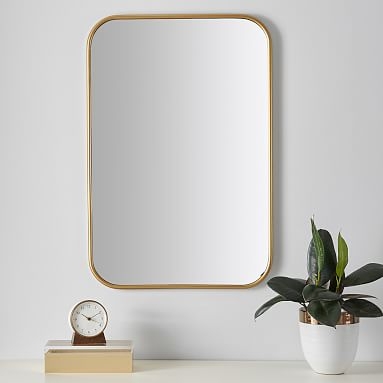 Metal Framed Mirror, Brass, 20"x30" - Image 0
