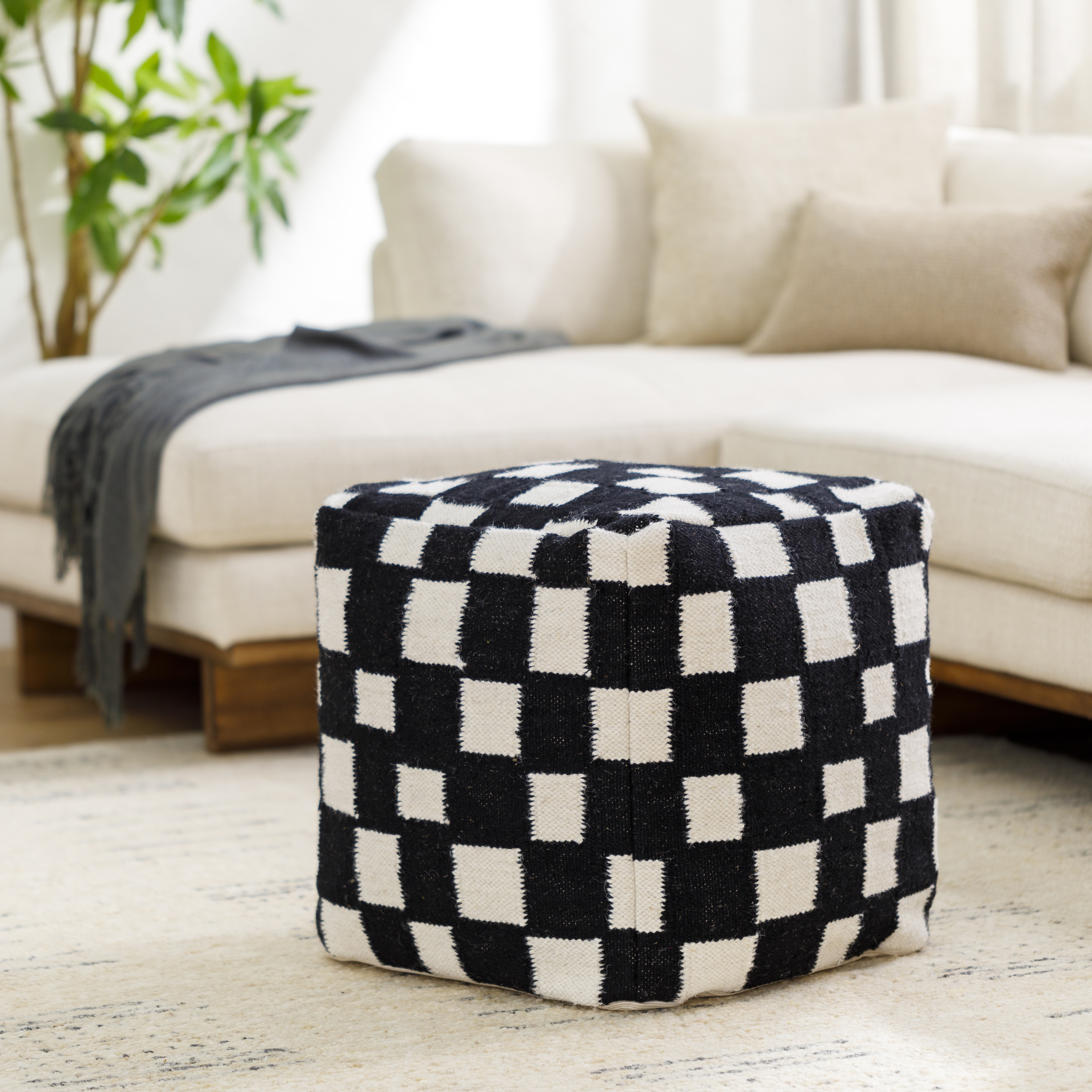Jacinta Woven Pouf - Image 1