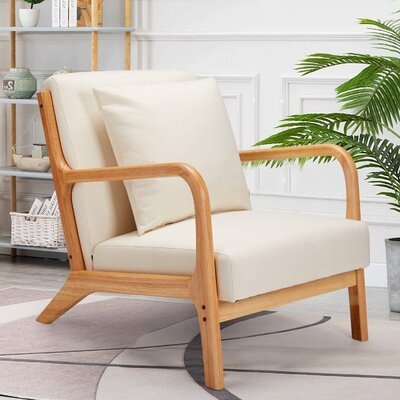 Heberling 25.5'' Wide Linen Armchair, White Linen - Image 0