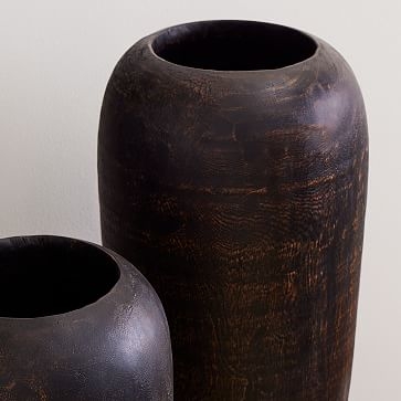 Morgan Wood Floor Vases, Floor Vase, Black, Munggur Wood, 24 Inches - Image 1