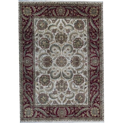 One-of-a-Kind Crown Hand-Knotted Dark Red/Ivory 9'11" x 14' Wool Area Rug - Image 0