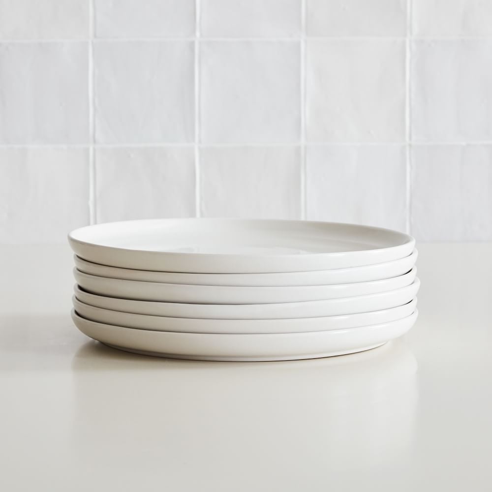 Stoneware Dinnerware, Dinner Plate, White, Set of 6 - Image 0