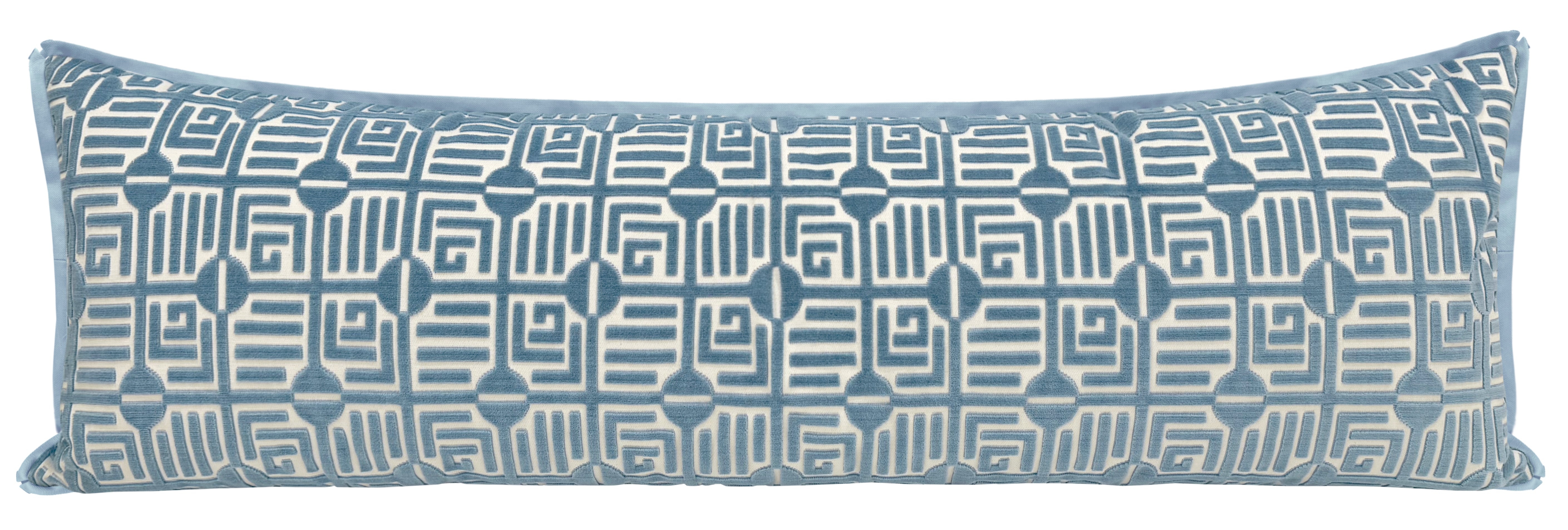 THE XL LUMBAR :: LABYRINTH VELVET // BLUE | THIBAUT - XL LUMBAR 14" X 48" / BUTTERFLY FLANGE / Powder Blue - Image 4