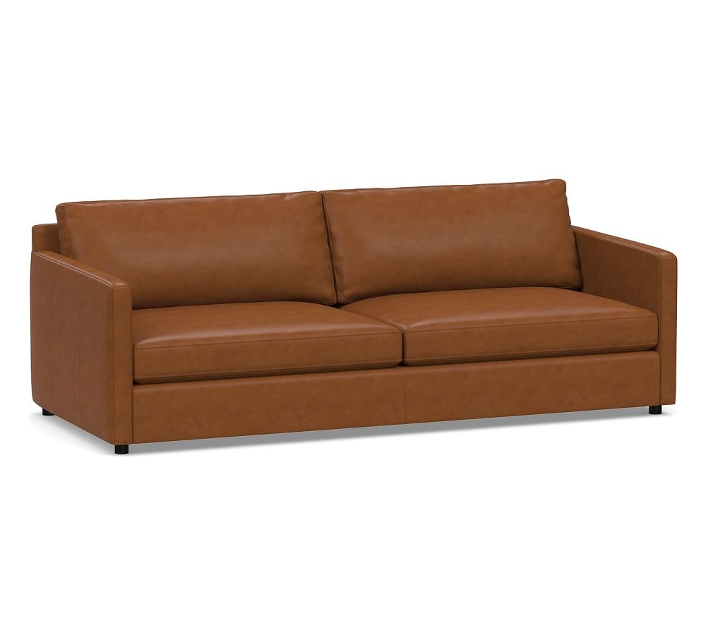 Pacifica Square Arm Leather Grand Sofa 89.5", Polyester Wrapped Cushions, Signature Maple - Image 0