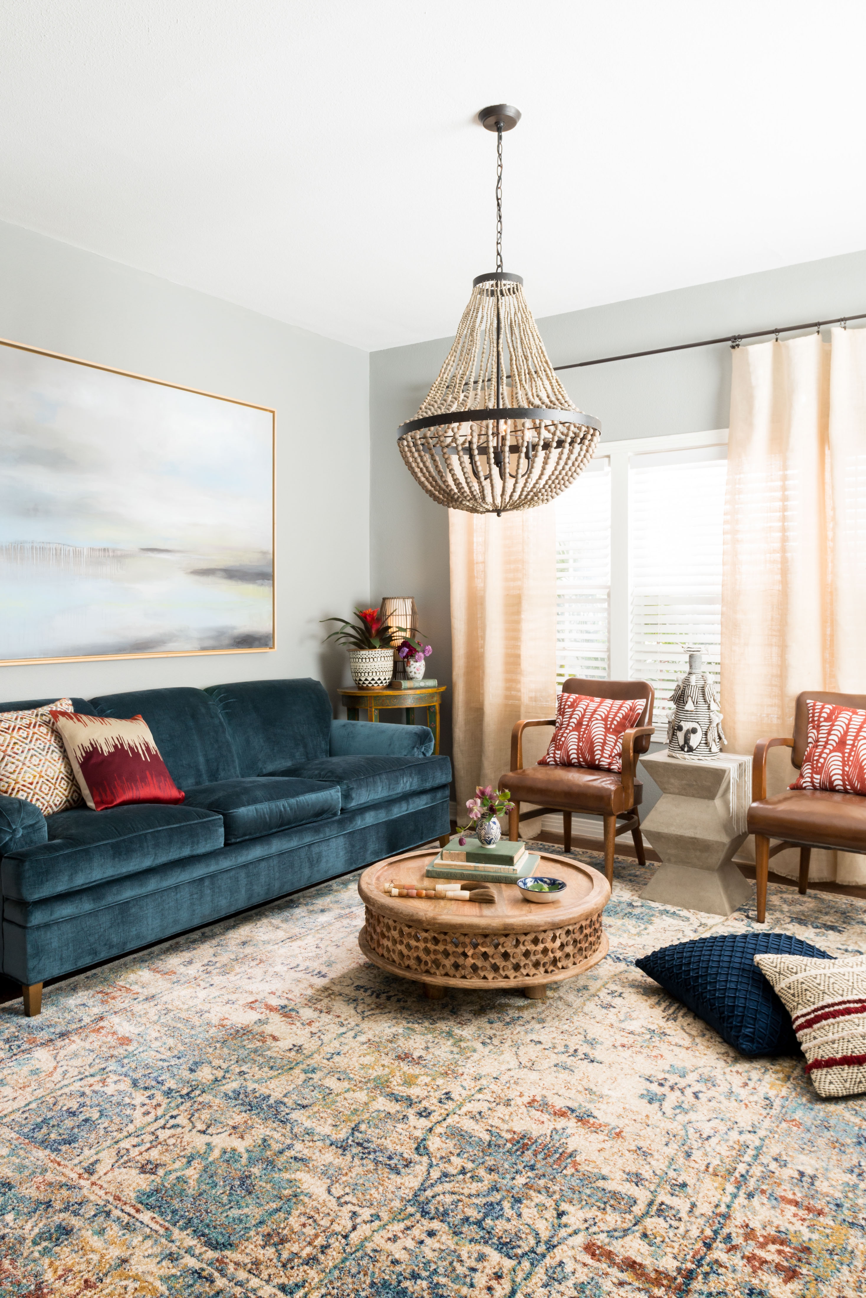 Loloi Anastasia Sand / Lt. Blue 5'-3" x 5'-3" Round - Image 1