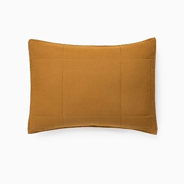 European Flax Linen Box Stitch Quilt, Standard Sham Set, Golden Oak - Image 0
