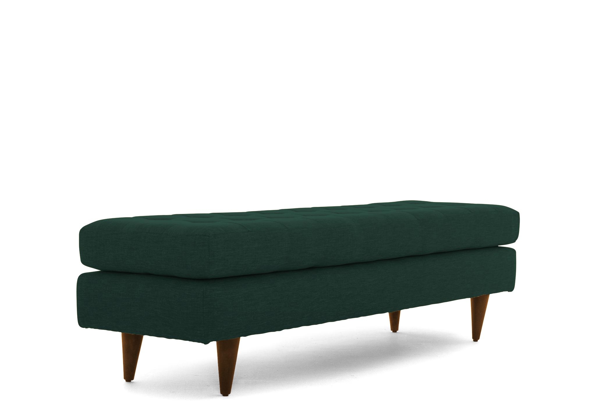 Green Eliot Mid Century Modern Bench - Royale Evergreen - Mocha - Image 1