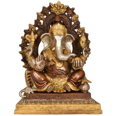 Lord Ganesha On Throne With Prabhavali And Kirtimukha - Image 0