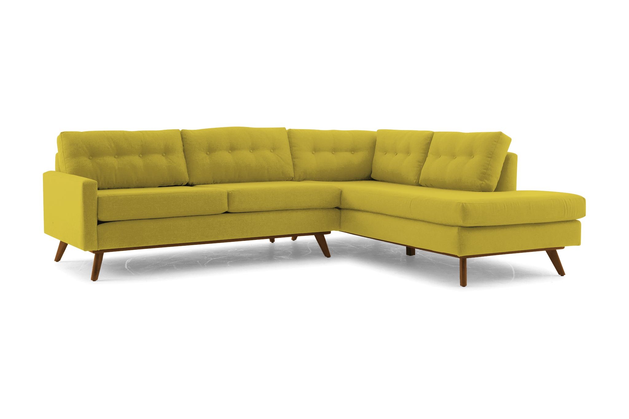 Yellow Hopson Mid Century Modern Sectional with Bumper - Bloke Goldenrod - Mocha - Right  - Image 1
