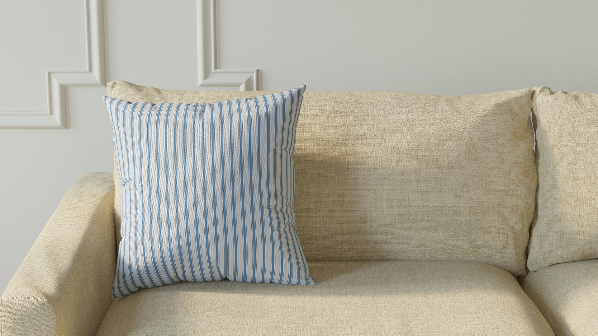 Throw Pillow 18", Cornflower Classic Ticking Stripe, 18" x 18" - Image 2