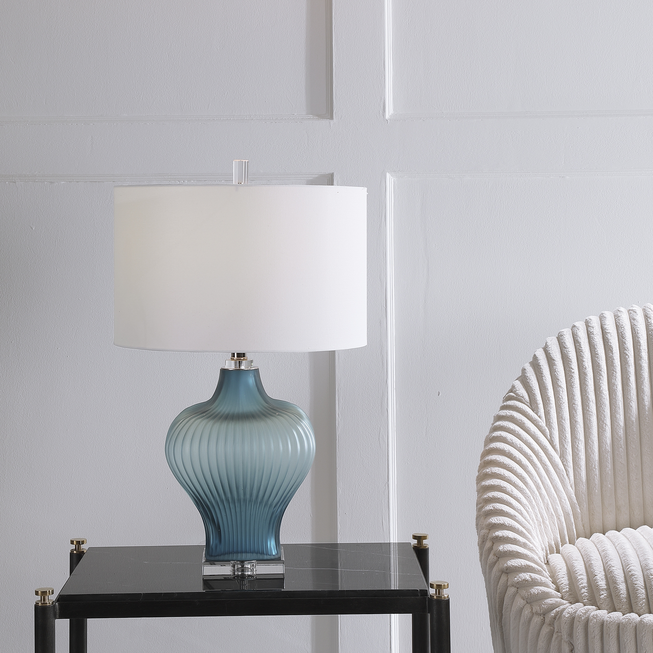 Marjorie Frosted Turquoise Table Lamp - Image 2