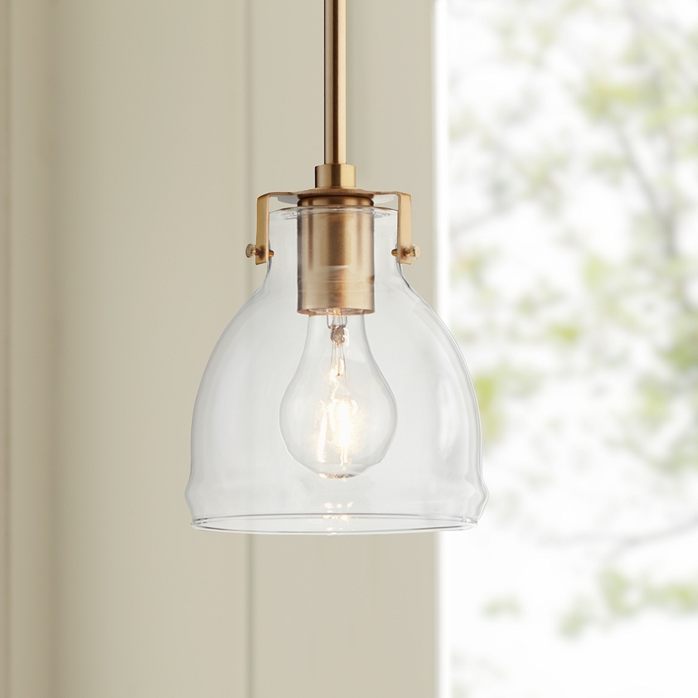 Possini Euro Bellis 6 1/2" Wide Soft Gold and Clear Glass Mini Pendant - Image 0