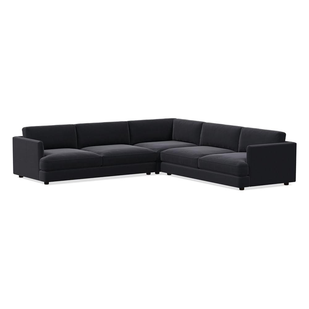 Haven 113" Multi Seat 3-Piece L-Shaped Sectional, Extra Deep Depth, Performance Velvet, Black - Image 0