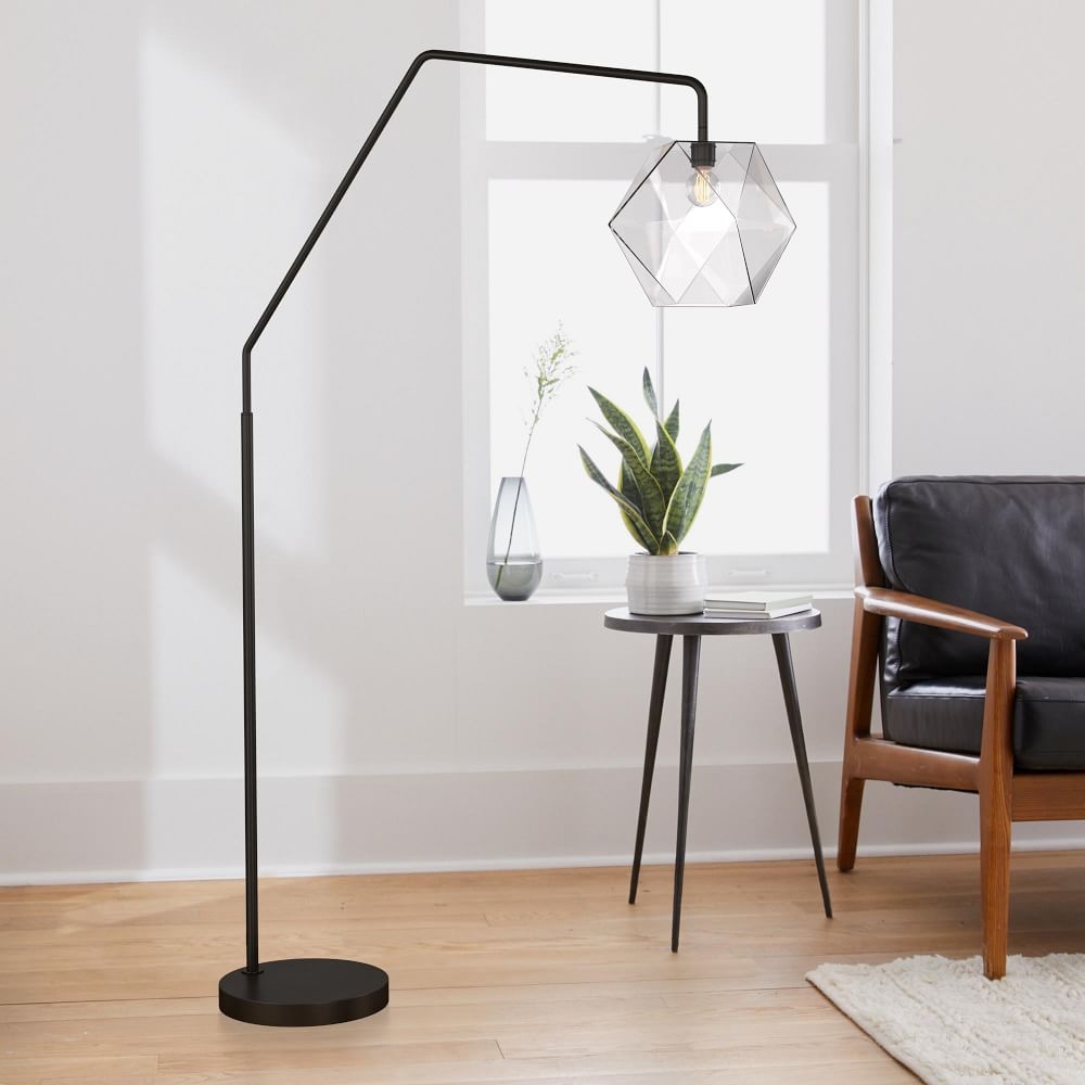 SCULPTURAL OVERARCHING FLOOR LAMP: FACETED SMALL: CLEAR:DARK BRONZE:11.5" - Image 0