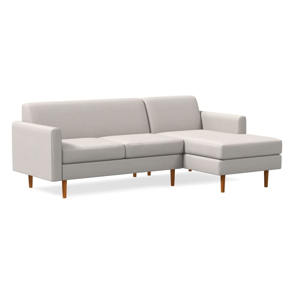 Olive 86" Right Standard Back 2-Piece Chaise Sectional, Mailbox Arm, Twill, Sand, Pecan - Image 0