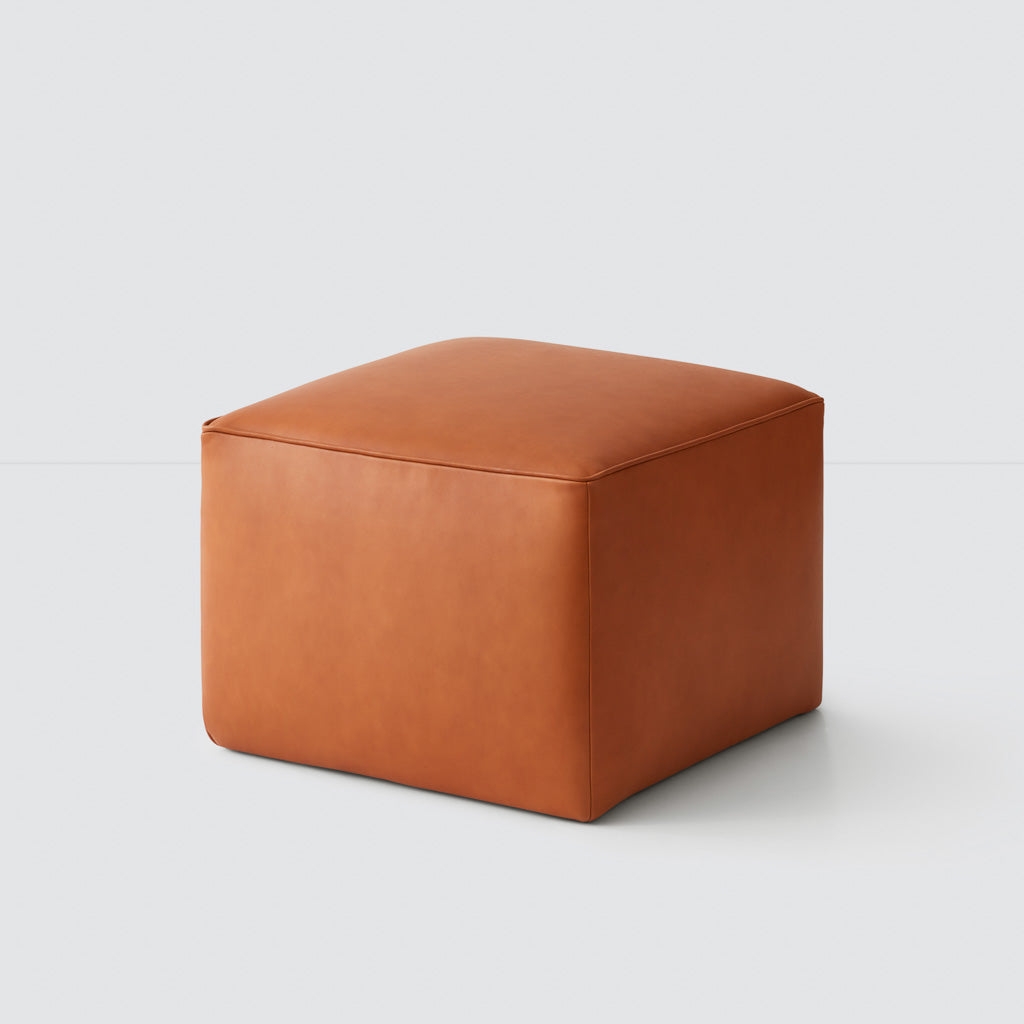 The Citizenry Torres Square Leather Ottoman | Medium | Caramel - Image 0