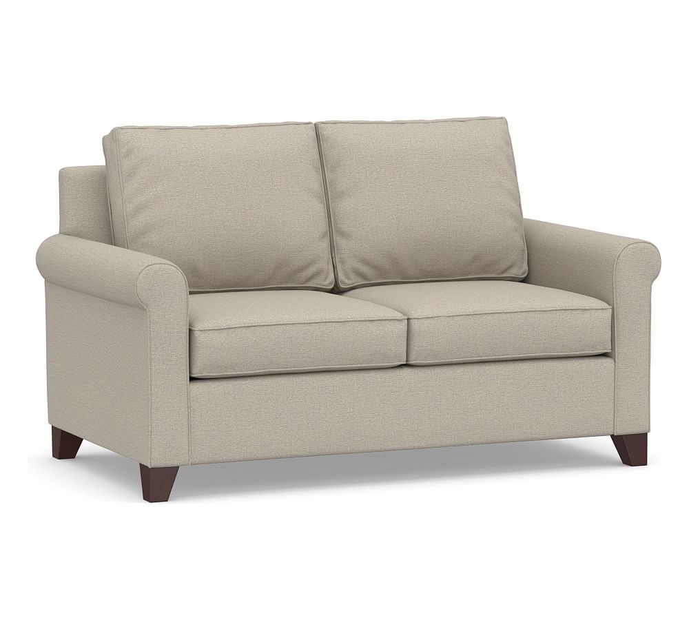 Canyon Roll Arm Upholstered Loveseat 75", Down Blend Wrapped Cushions, Performance Boucle Fog - Image 0