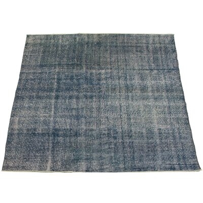 One-of-a-Kind Overdyed Hand-Knotted 1980s Dark Blue 5'1" x 8'1" Wool Area Rug - Image 0