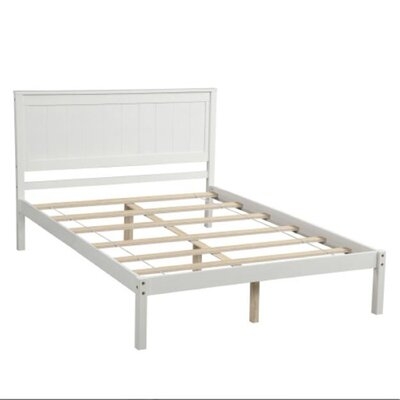 Platform Bed Frame With Headboard , Wood Slat Support , No Box Spring Needed ,bed, Solid Wood Bed, Modern Style, Comfortable Sleep,twin,white - Image 0