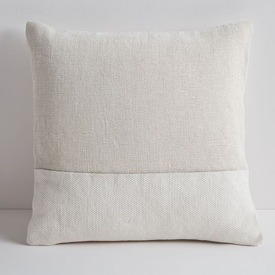 Cotton Canvas Pillow Cover with Down Alternative Insert, Stone White, 18"x18" - Image 0