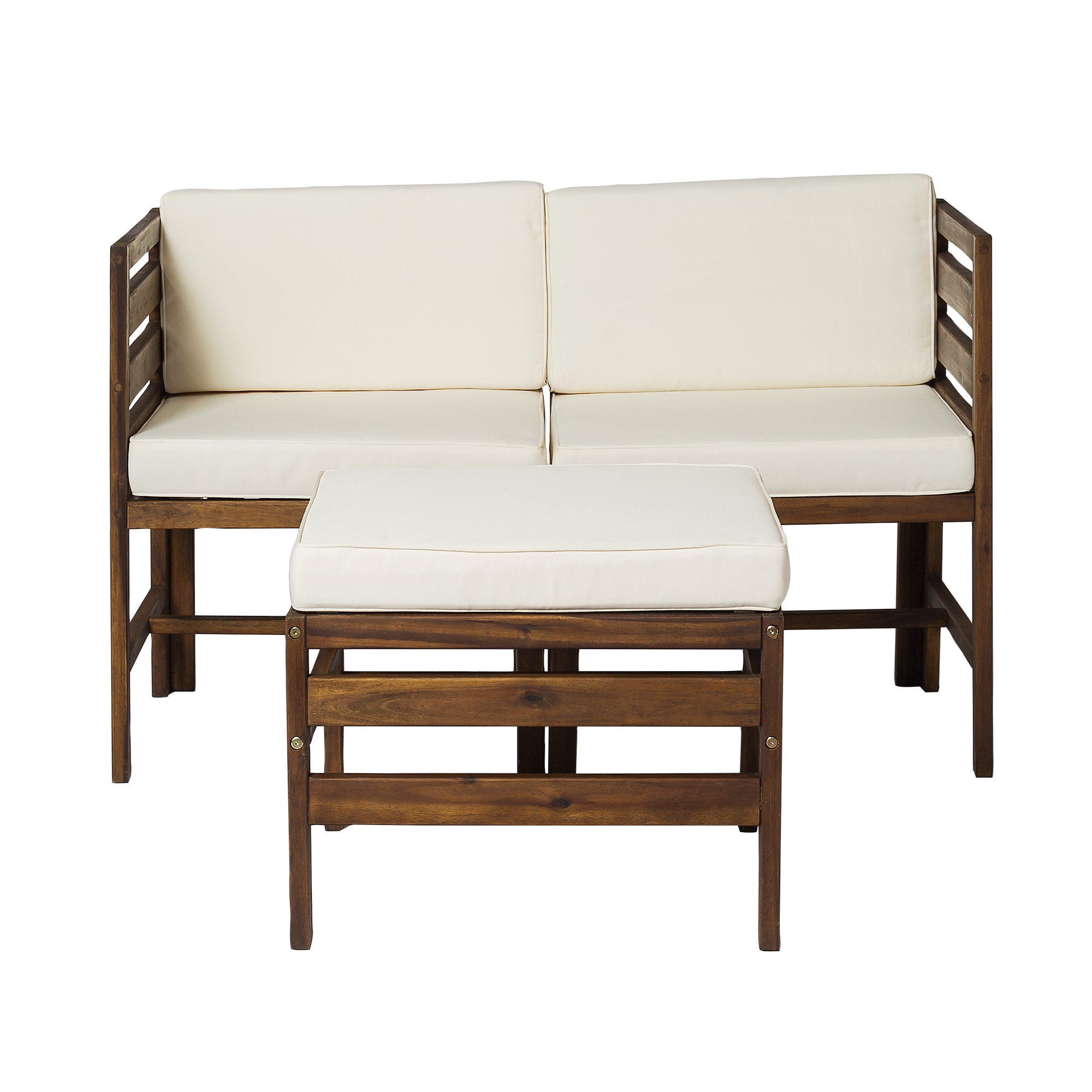 Sanibel Modular Outdoor Acacia L/R Chairs and Ottoman - Dark Brown - Image 1