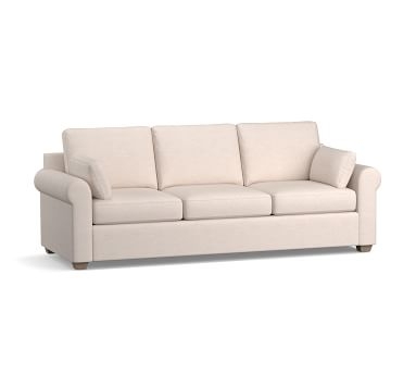 Jenner Roll Arm Upholstered Sofa 92", Down Blend Wrapped Cushions, Chenille Basketweave Oatmeal - Image 3