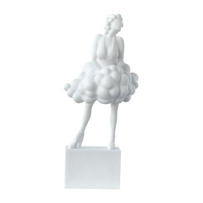 Artificial White Marble Stone Lady Figurine - 9.5" X 6.5" X 20" - White - Image 0