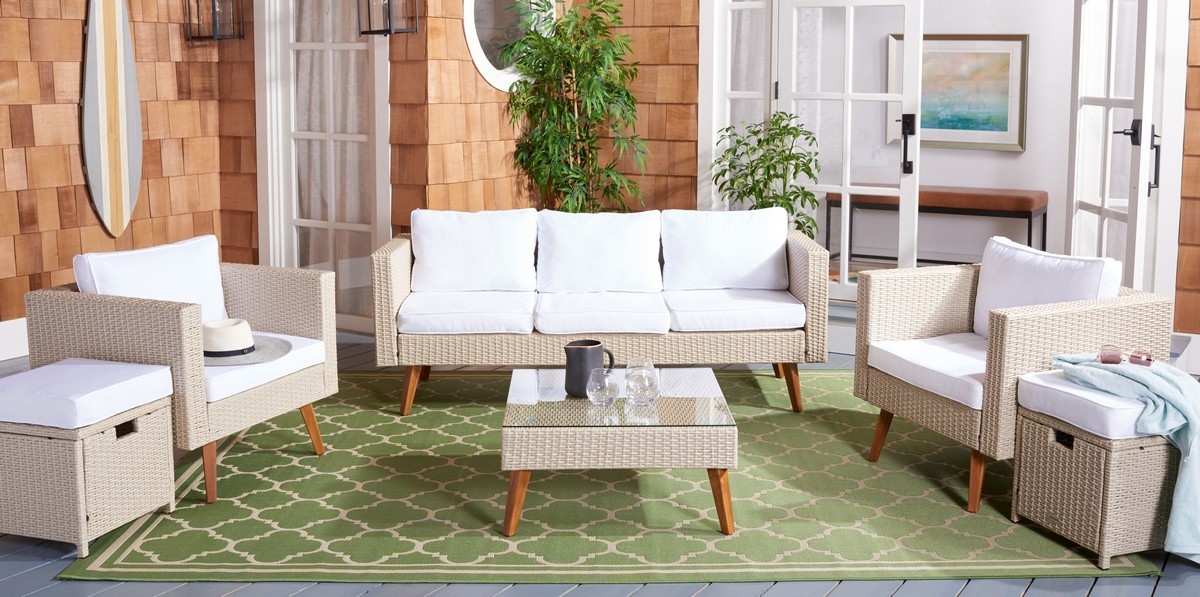 Presla 6 Pc Living Set - Beige/White - Safavieh - Image 1