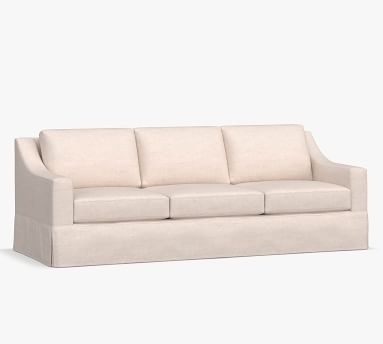 York Slope Arm Slipcovered Loveseat 60.5" with Bench Cushion, Down Blend Wrapped Cushions, Park Weave Ivory - Image 5