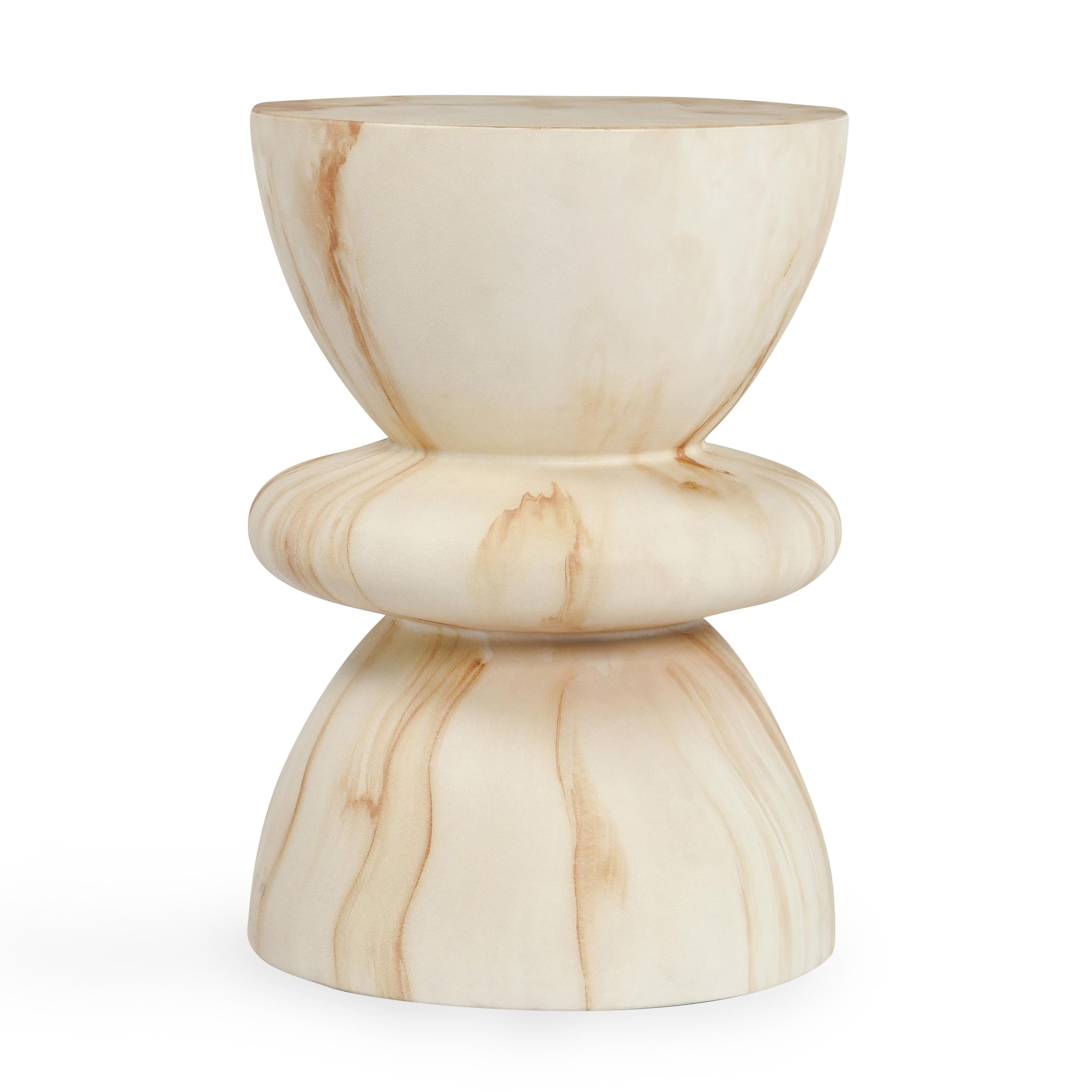 Leva Outdoor Concrete 21" Round End Table Travertine - Image 0