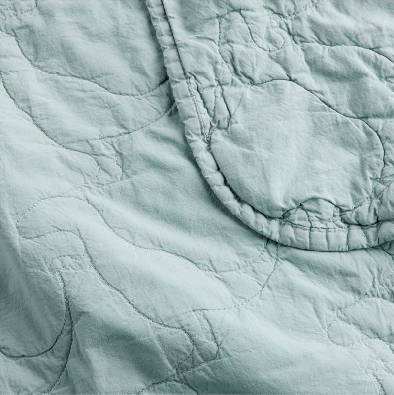Sunwashed Misty Blue Dino Organic Cotton Baby Crib Quilt - Image 3