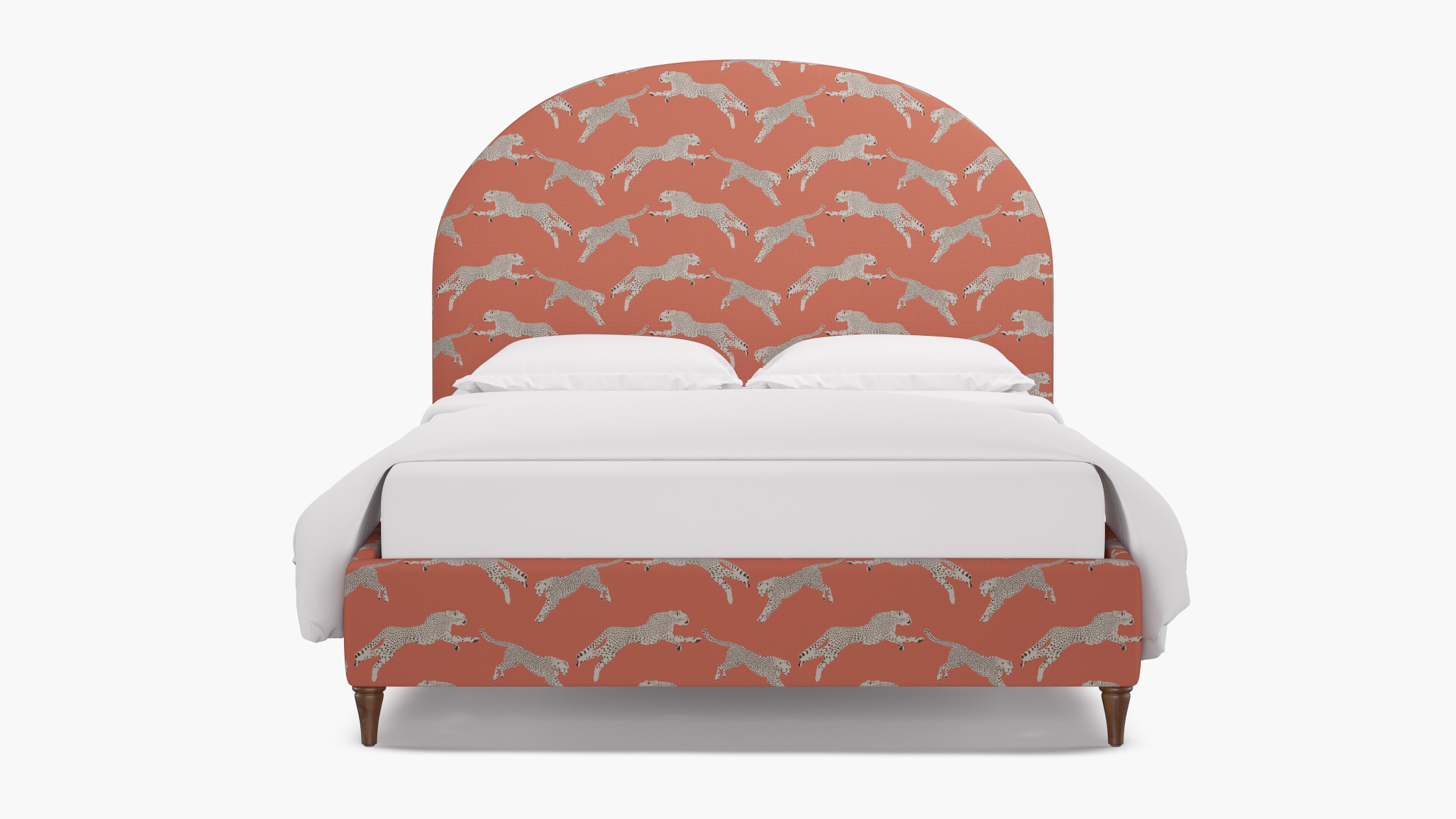 Demilune Bed, Henna Cheetah, Walnut Decorative Tapered Leg, Twin - Image 0