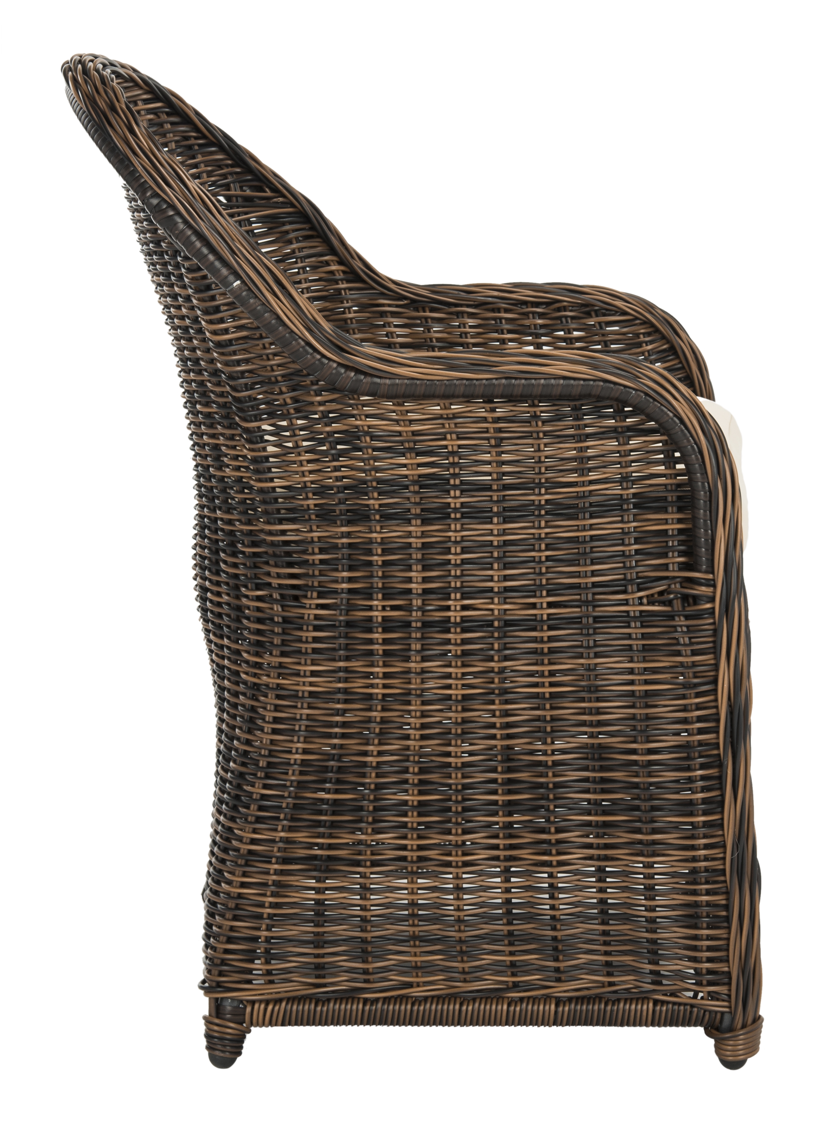 Newton Wicker Arm Chair With Cushion - Brown/Beige - Safavieh - Image 2