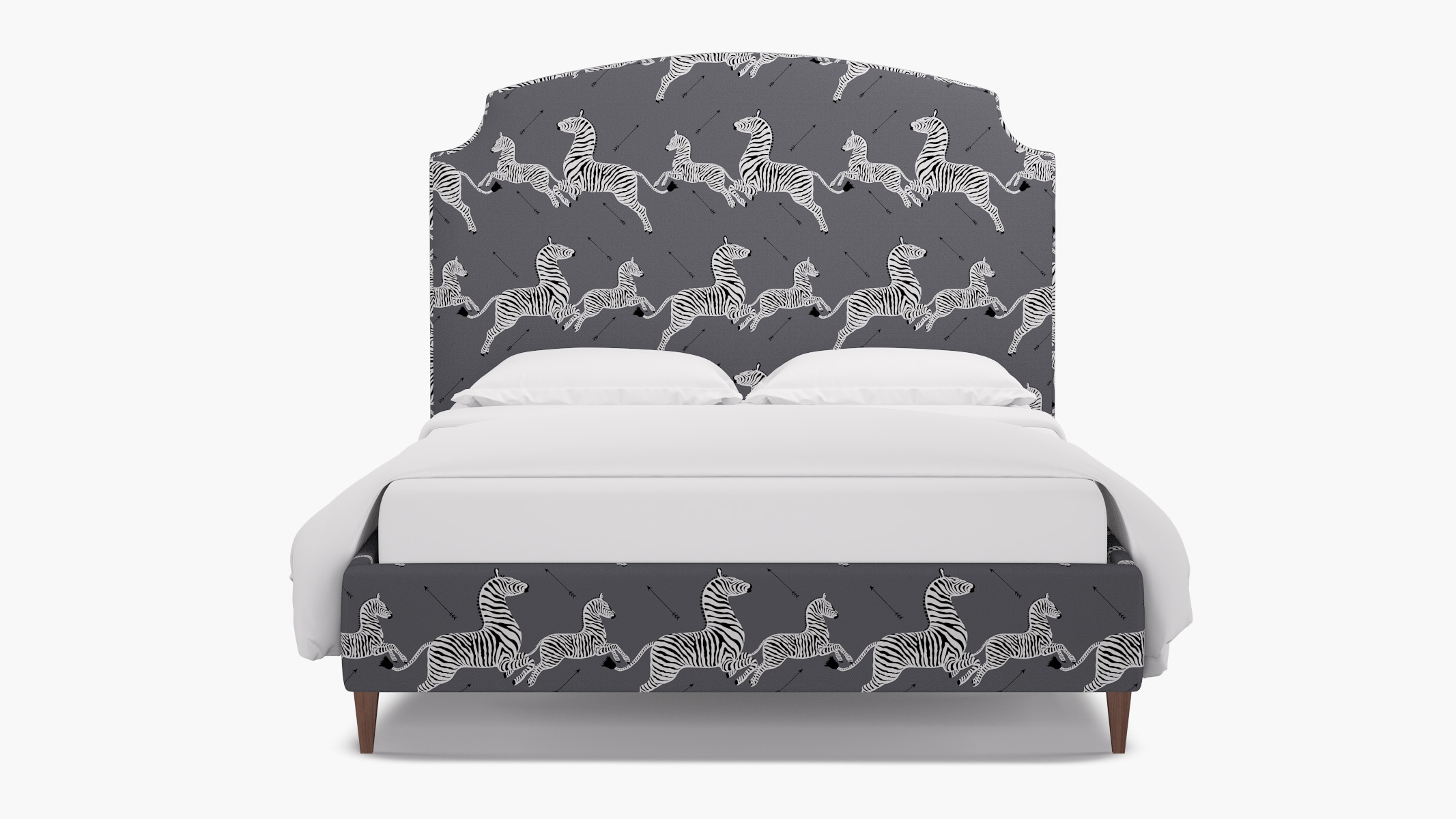 Cove Bed, Slate Zebra, Walnut Square Tapered Leg, Queen - Image 0