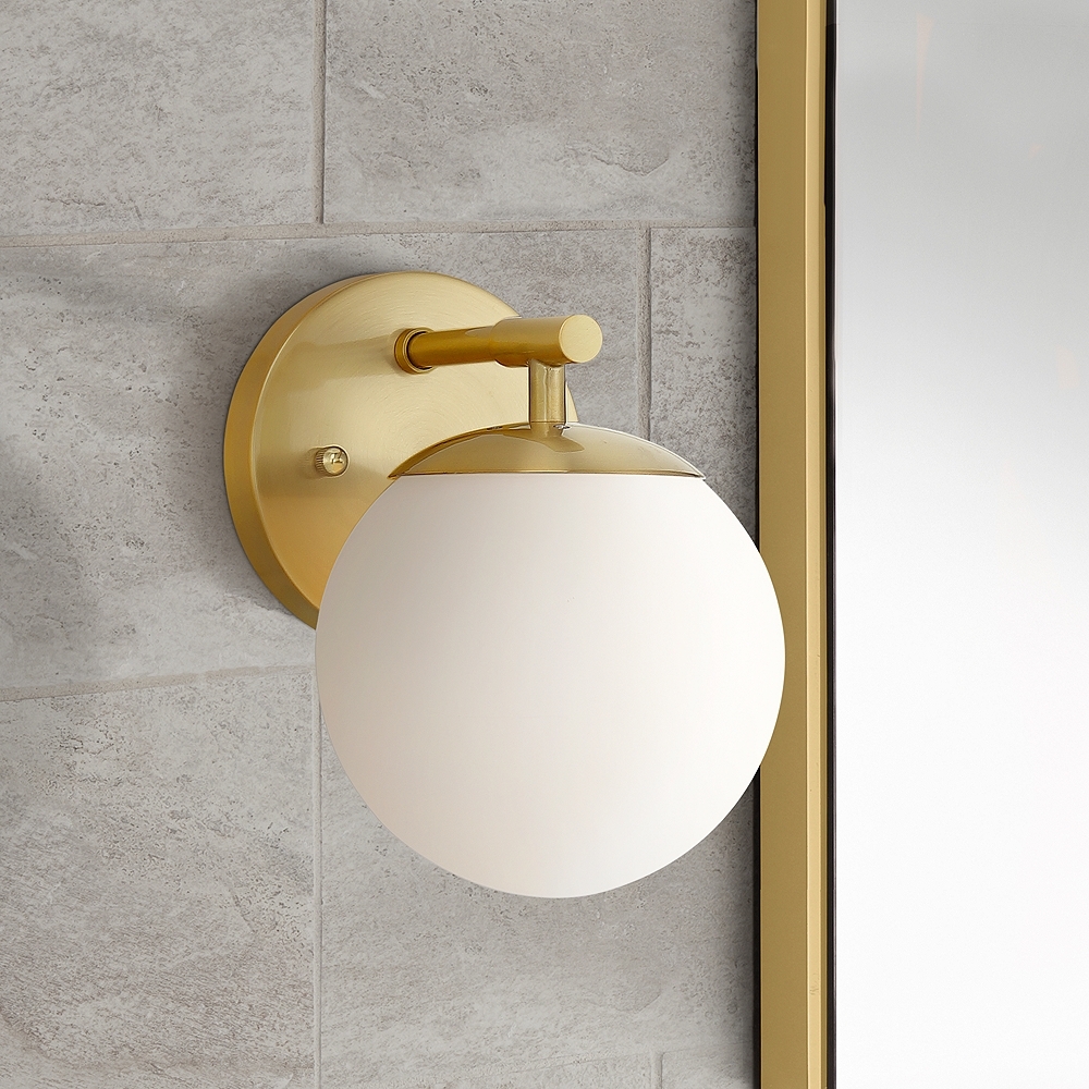 Possini Euro Meridian 8 1/2" High Gold and Frosted Glass Wall Sconce - Image 0