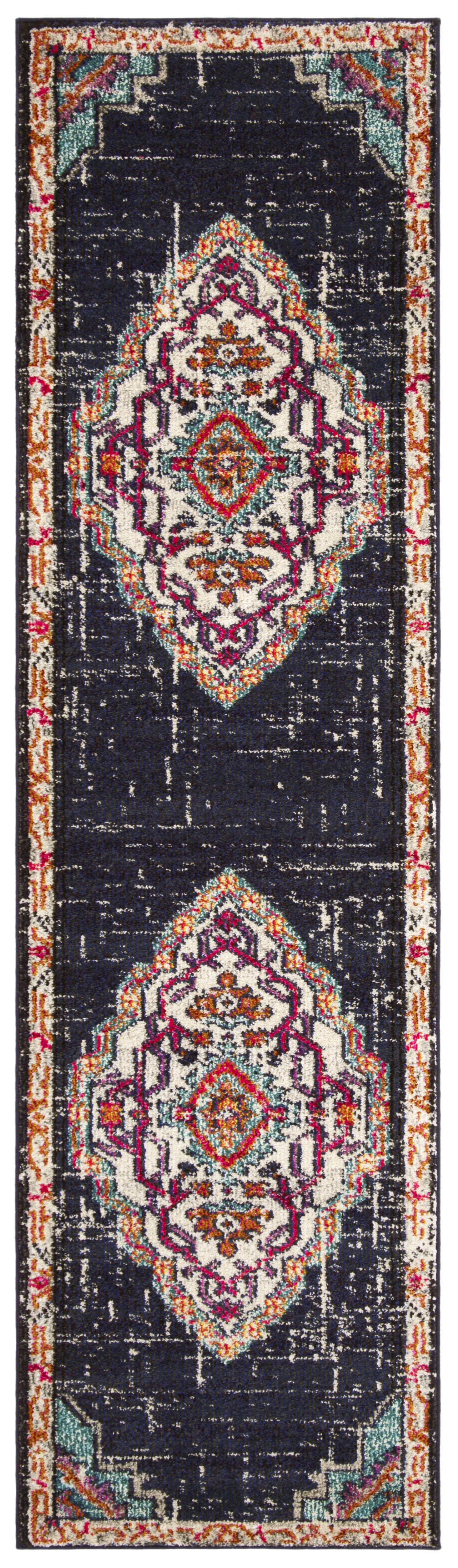 Arlo Home Woven Area Rug, MNC254Z, Black/Blue,  2' 2" X 8' - Image 0