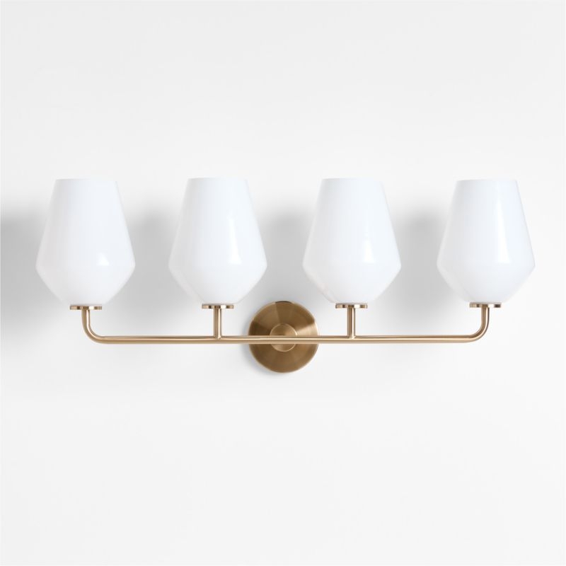 Arren Brass 4-Light Wall Sconce Light with Milk Glass Angled Shade - Image 0