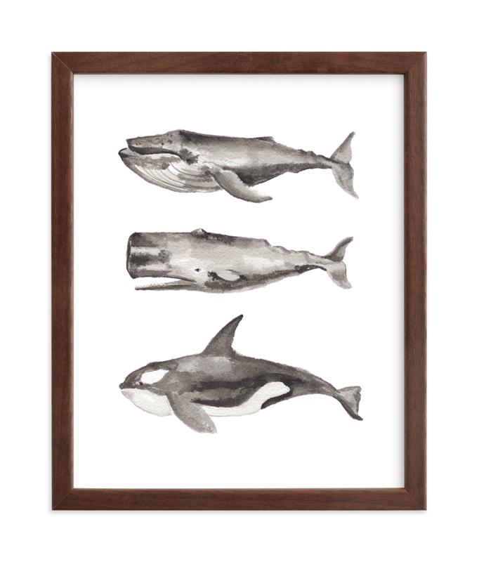 Three Stacked Whales Children's Art Print - Image 0