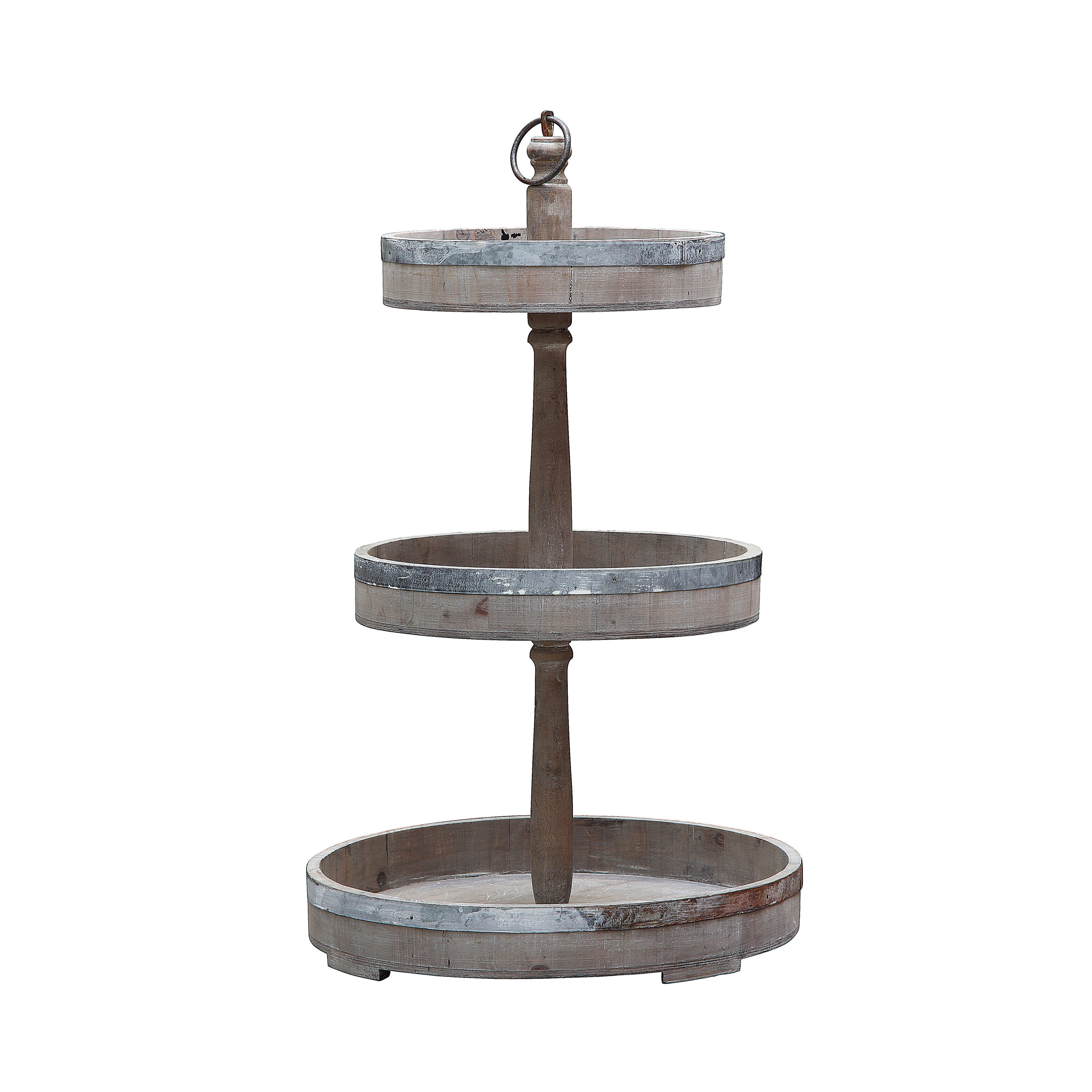 Decorative Wood & Tin 3 Tier Tray - Image 0
