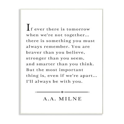 'I'll Always be with You A.A. Milne' - Floater Frame Textual Art Print on Canvas - Image 0