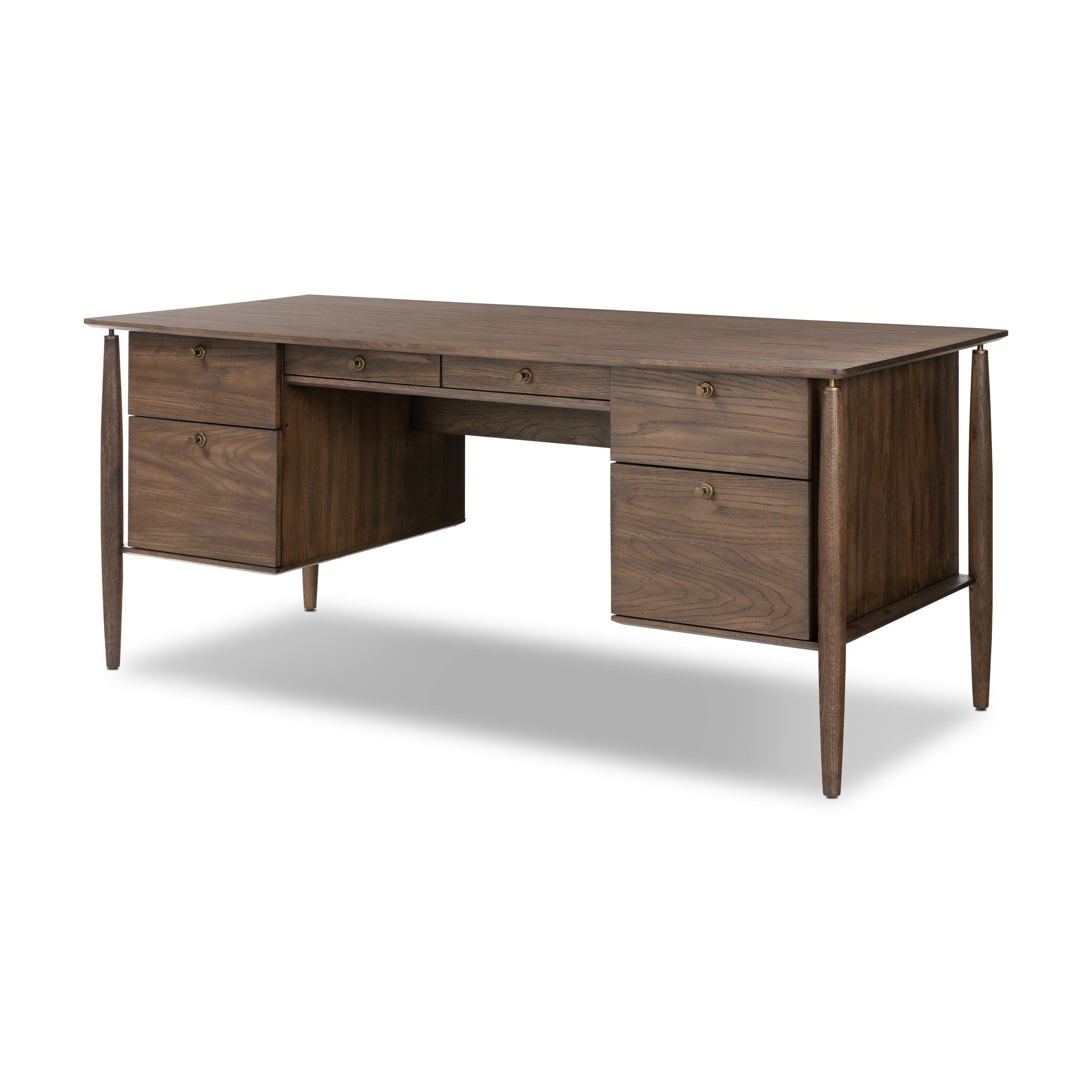 Markia Executive Desk - Aged Oak Veneer - Image 0