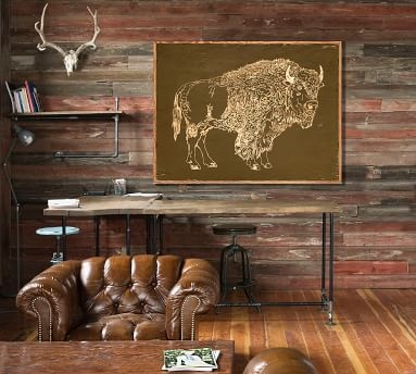 Buffalo Carved Wood Wall Art, 48" x 34" - Image 1