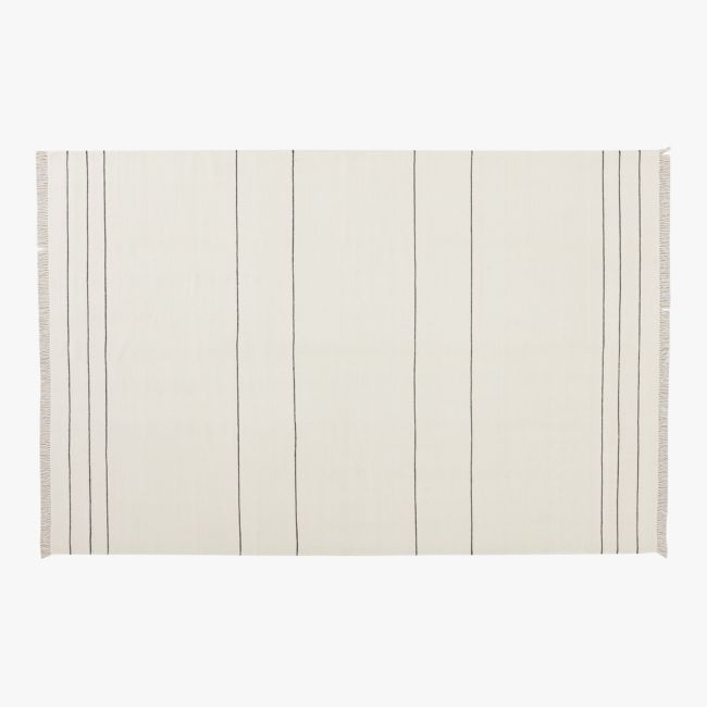 Mieta Handwoven Warm White Stripe New Zealand Wool Area Rug 6'x9' - Image 0