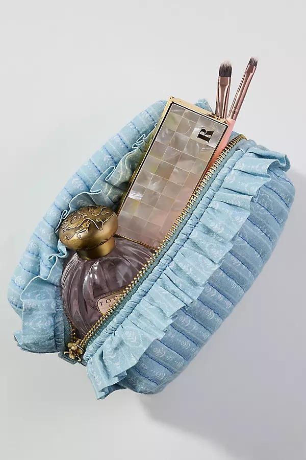 Quilted Ruffle Small Cosmetic Bag - Image 0