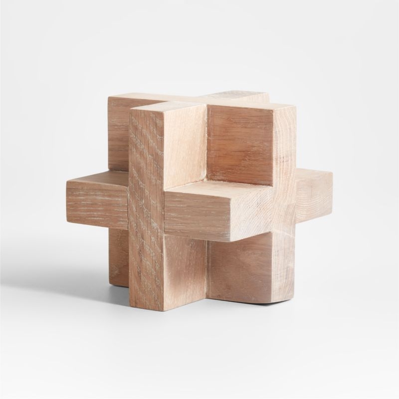 White Wood Block Sculpture 6" - Image 1