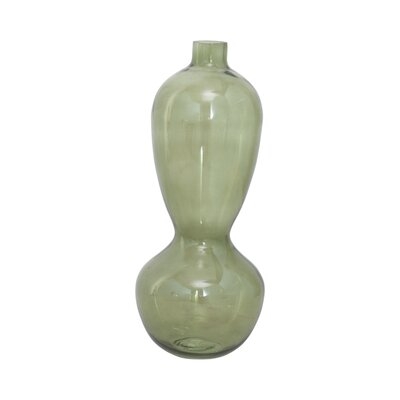 Green Glass Flower Vase With Curved Design - Image 0