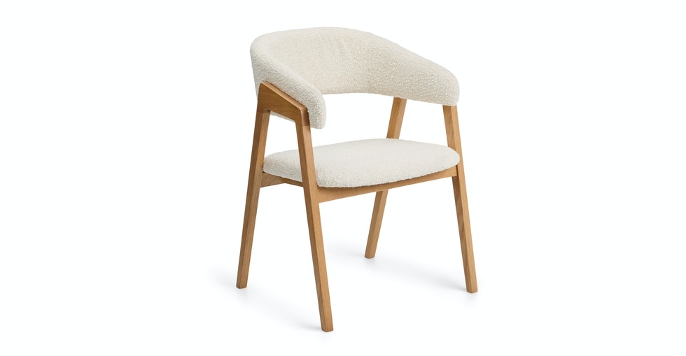 Josra Ivory Bouclé Oak Dining Chair - Image 0
