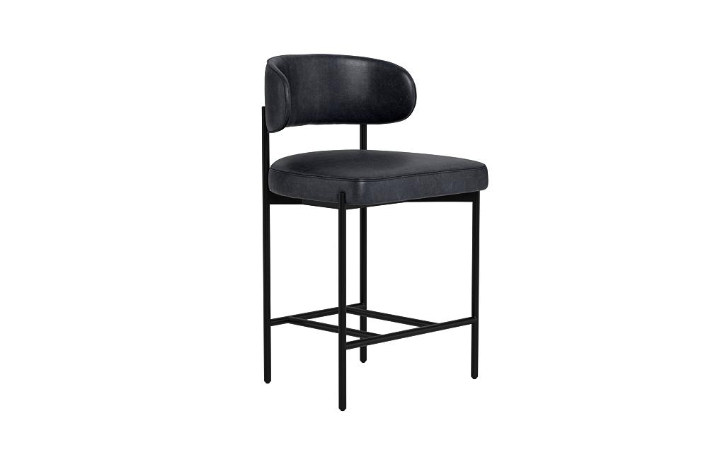 Hollis Leather Metal Framed Upholstered Counter Stool - Image 1
